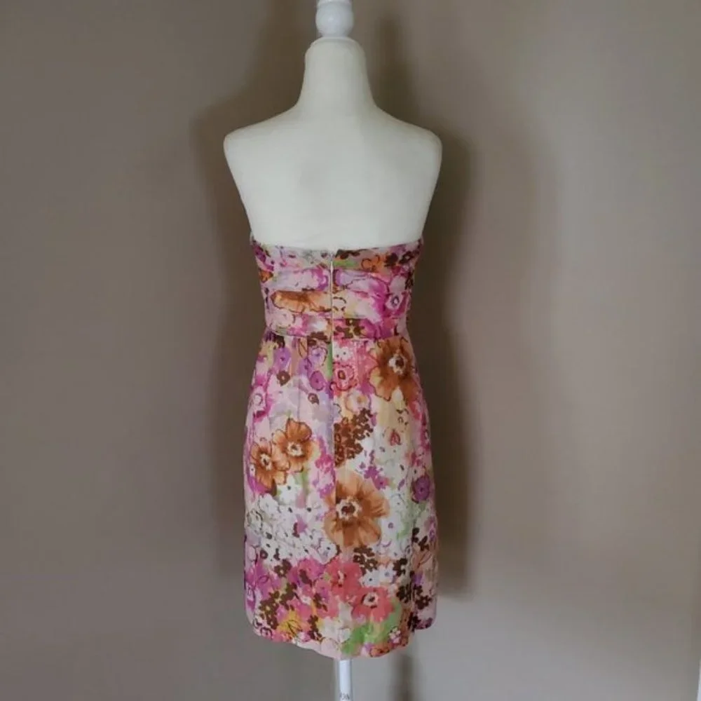 J. Crew Floral Watercolor Strapless Dress Size 0 - Picture 7 of 8